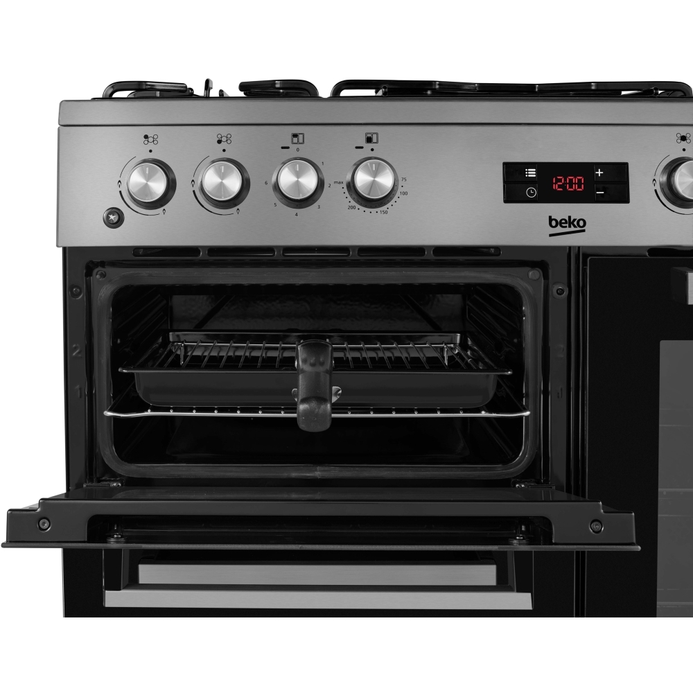 Beko KDVF90X 90cm Dual Fuel Range Cooker, Stainless Steel, A Rated