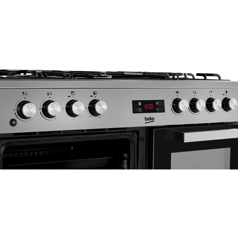 Beko KDVF90X 90cm Dual Fuel Range Cooker, Stainless Steel, A Rated