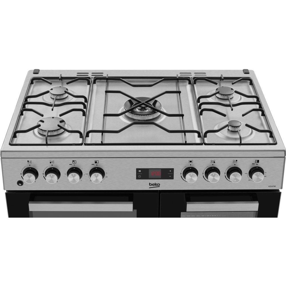 Beko KDVF90X 90cm Dual Fuel Range Cooker, Stainless Steel, A Rated