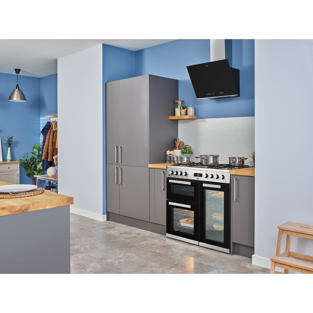 Beko KDVF90X 90cm Dual Fuel Range Cooker, Stainless Steel, A Rated