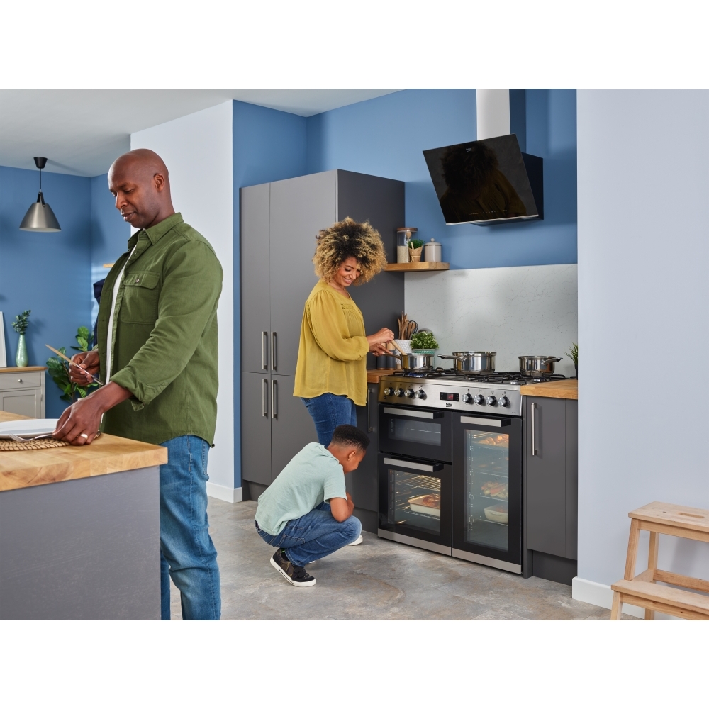 Beko KDVF90X 90cm Dual Fuel Range Cooker, Stainless Steel, A Rated