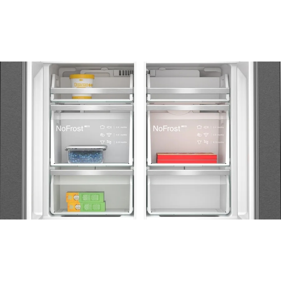 Siemens KF96DPXEA iQ700 American Fridge Freezer, Brushed Black Steel, E Rated,  Plumbed