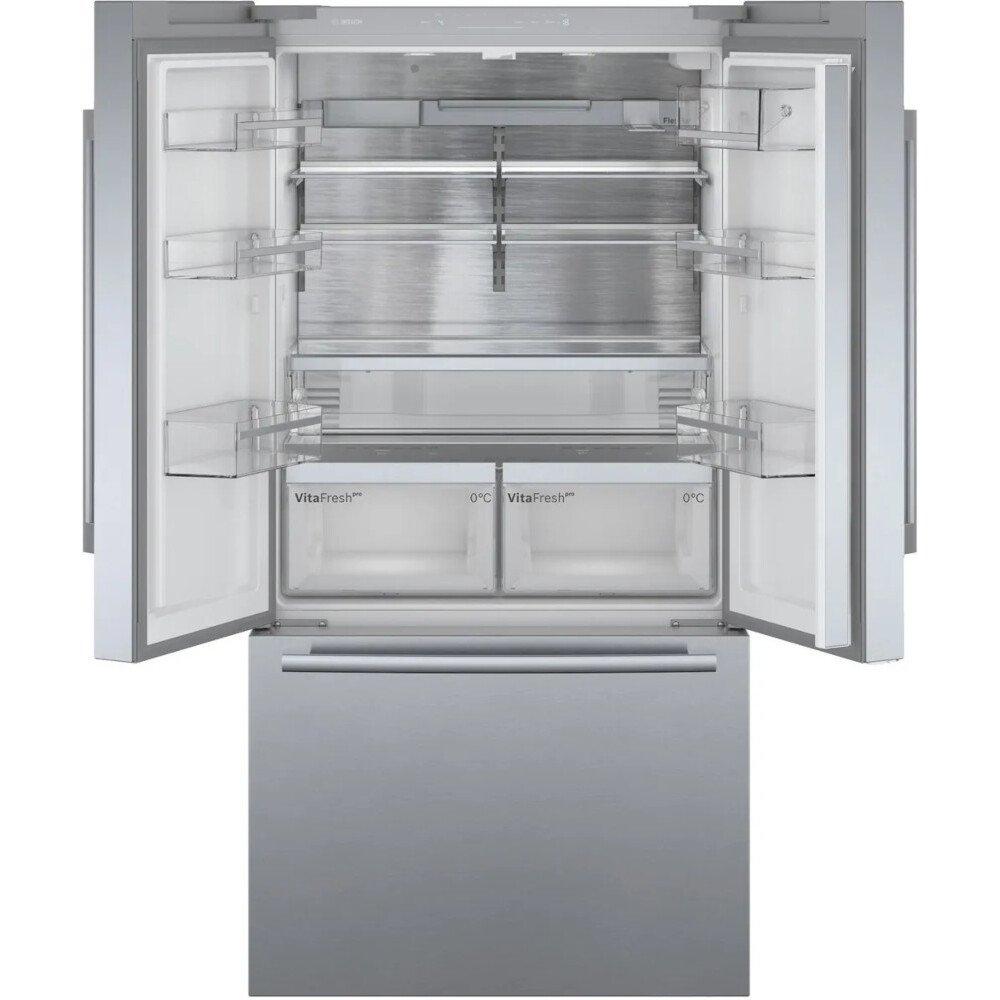 Bosch KFF96PIEP Series 8 American Fridge Freezer, Stainless Steel, E Rated,  Plumbed