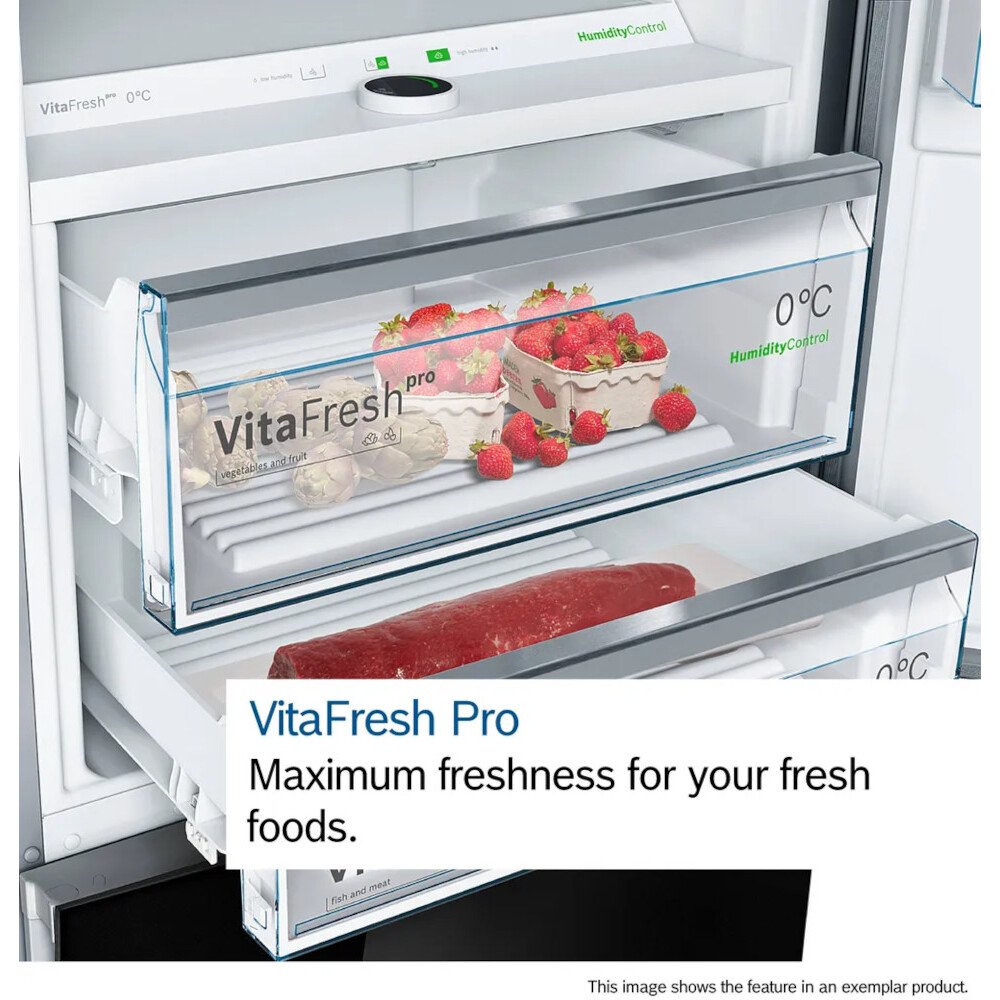 Bosch KFF96PIEP Series 8 American Fridge Freezer, Stainless Steel, E Rated,  Plumbed