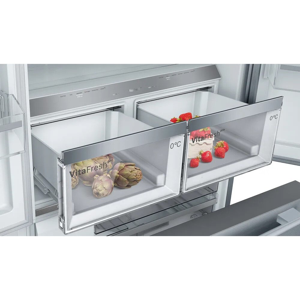 Bosch KFF96PIEP Series 8 American Fridge Freezer, Stainless Steel, E Rated,  Plumbed
