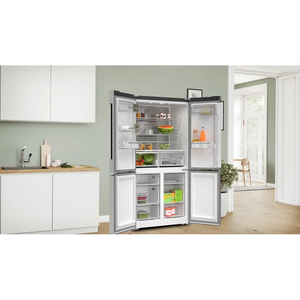 Bosch KFN96APEAG Series 4 American Fridge Freezer,  Non-Plumbed, Stainless Steel, E Rated