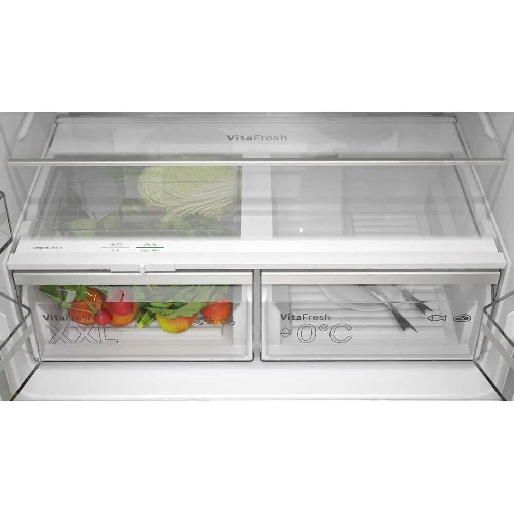 Bosch KFN96APEAG Series 4 American Fridge Freezer,  Non-Plumbed, Stainless Steel, E Rated