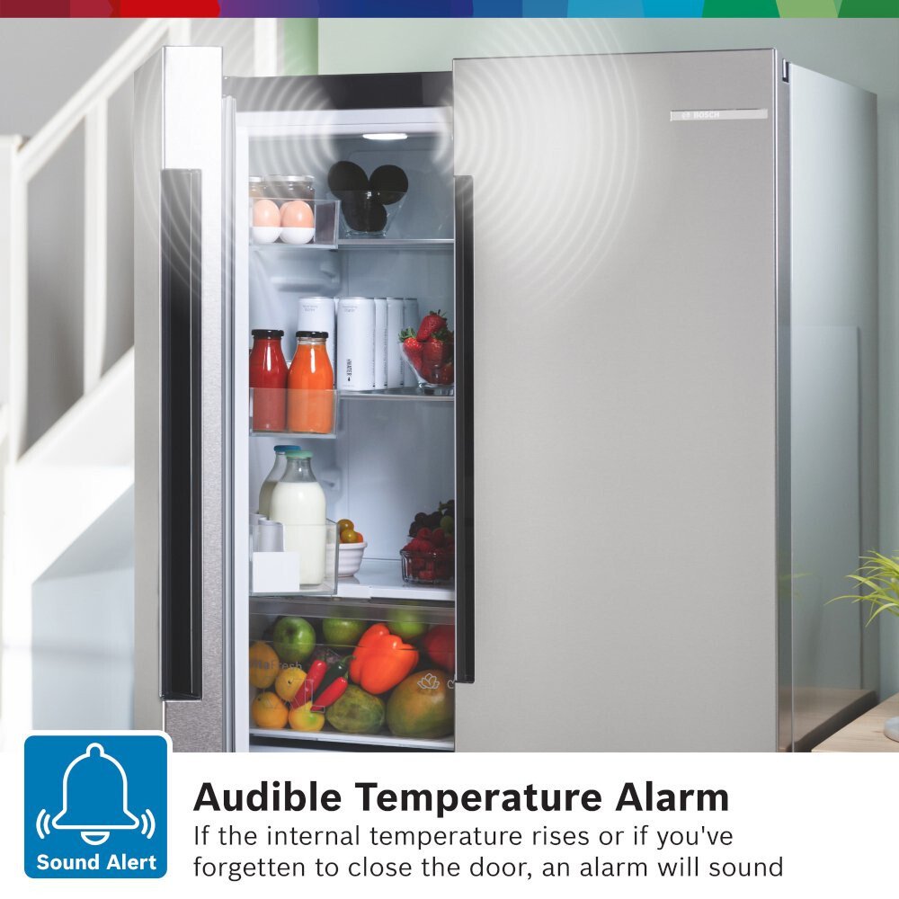 Bosch KFN96VPEAG Series 4 American Fridge Freezer, Stainless Steel, E Rated,  Non-Plumbed