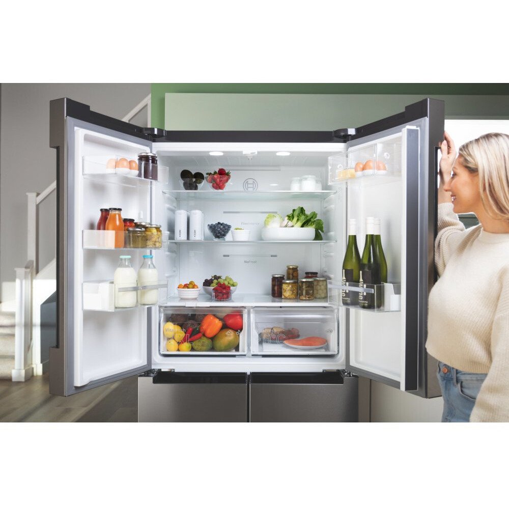 Bosch KFN96VPEAG Series 4 American Fridge Freezer, Stainless Steel, E Rated,  Non-Plumbed