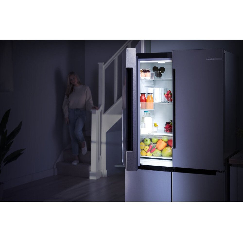Bosch KFN96VPEAG Series 4 American Fridge Freezer, Stainless Steel, E Rated,  Non-Plumbed