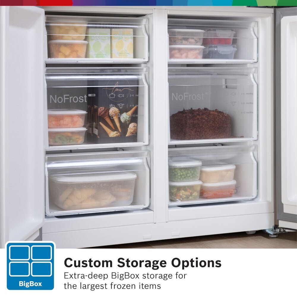 Bosch KFN96VPEAG Series 4 American Fridge Freezer, Stainless Steel, E Rated,  Non-Plumbed