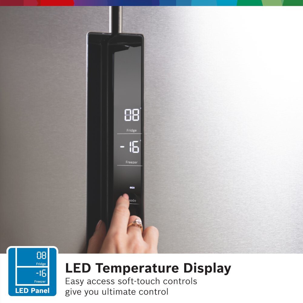 Bosch KFN96VPEAG Series 4 American Fridge Freezer, Stainless Steel, E Rated,  Non-Plumbed
