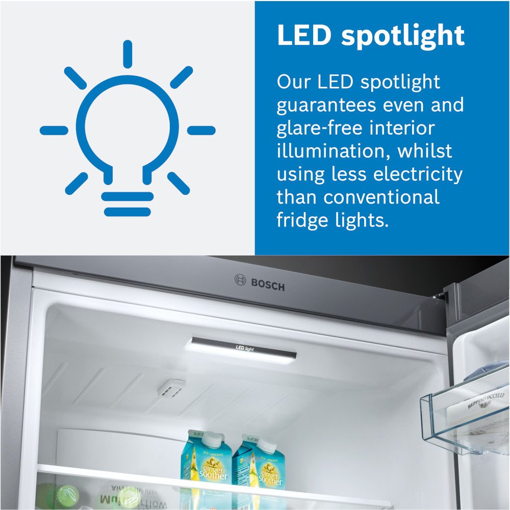 Bosch KGN392LBFG Series 4 No Frost Fridge Freezer, 70/30, Stainless Steel, B Rated