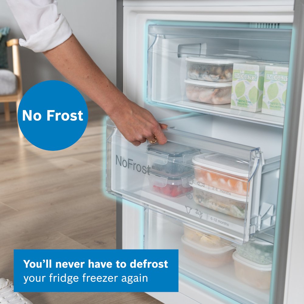 Bosch KGN392LDFG Series 4 No Frost Fridge Freezer, 70/30, Stainless Steel, D Rated