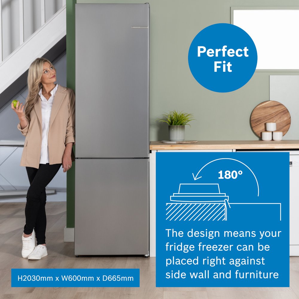 Bosch KGN392LDFG Series 4 No Frost Fridge Freezer, 70/30, Stainless Steel, D Rated