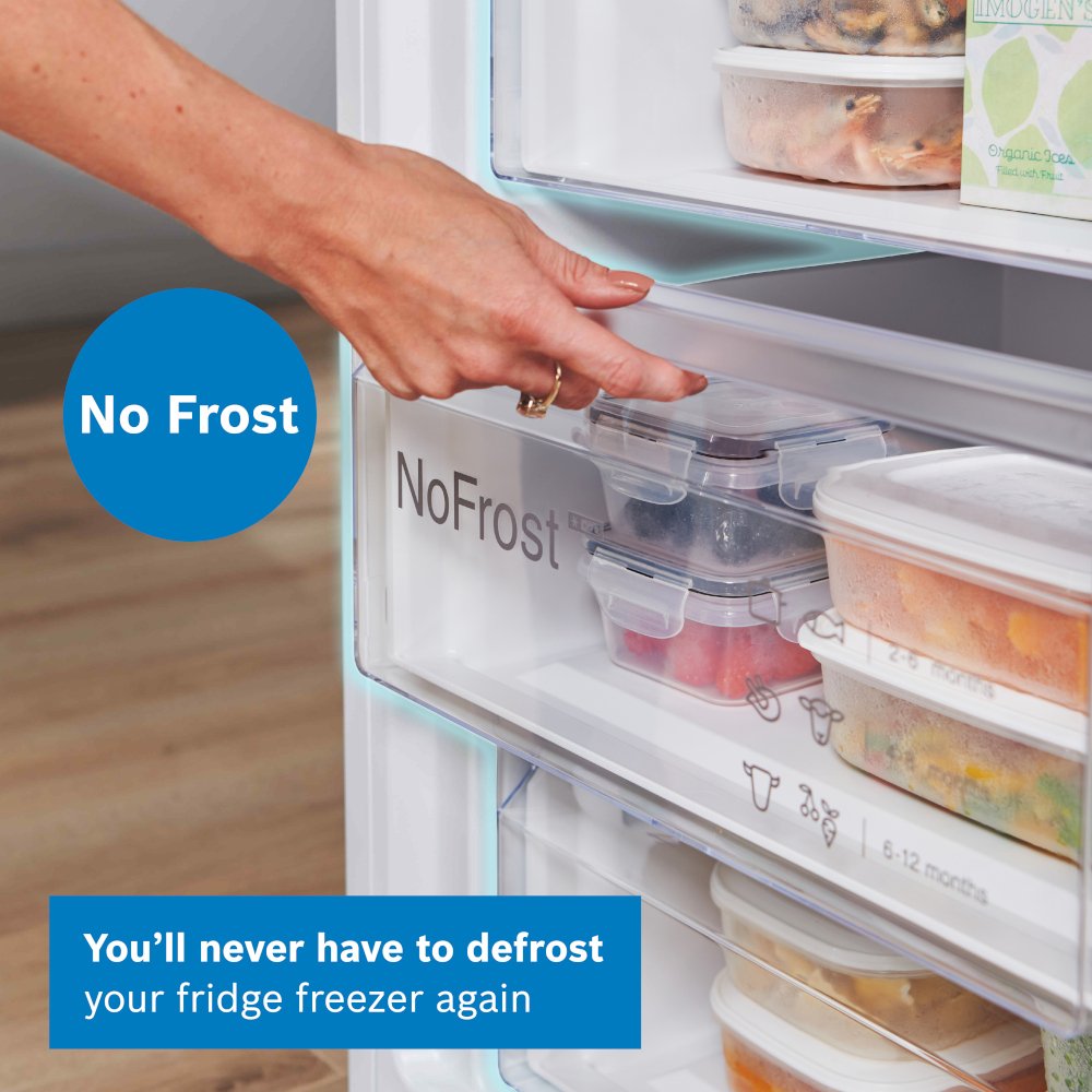 Bosch KGN392WDFG Series 4 No Frost Fridge Freezer, 70/30, White, D Rated