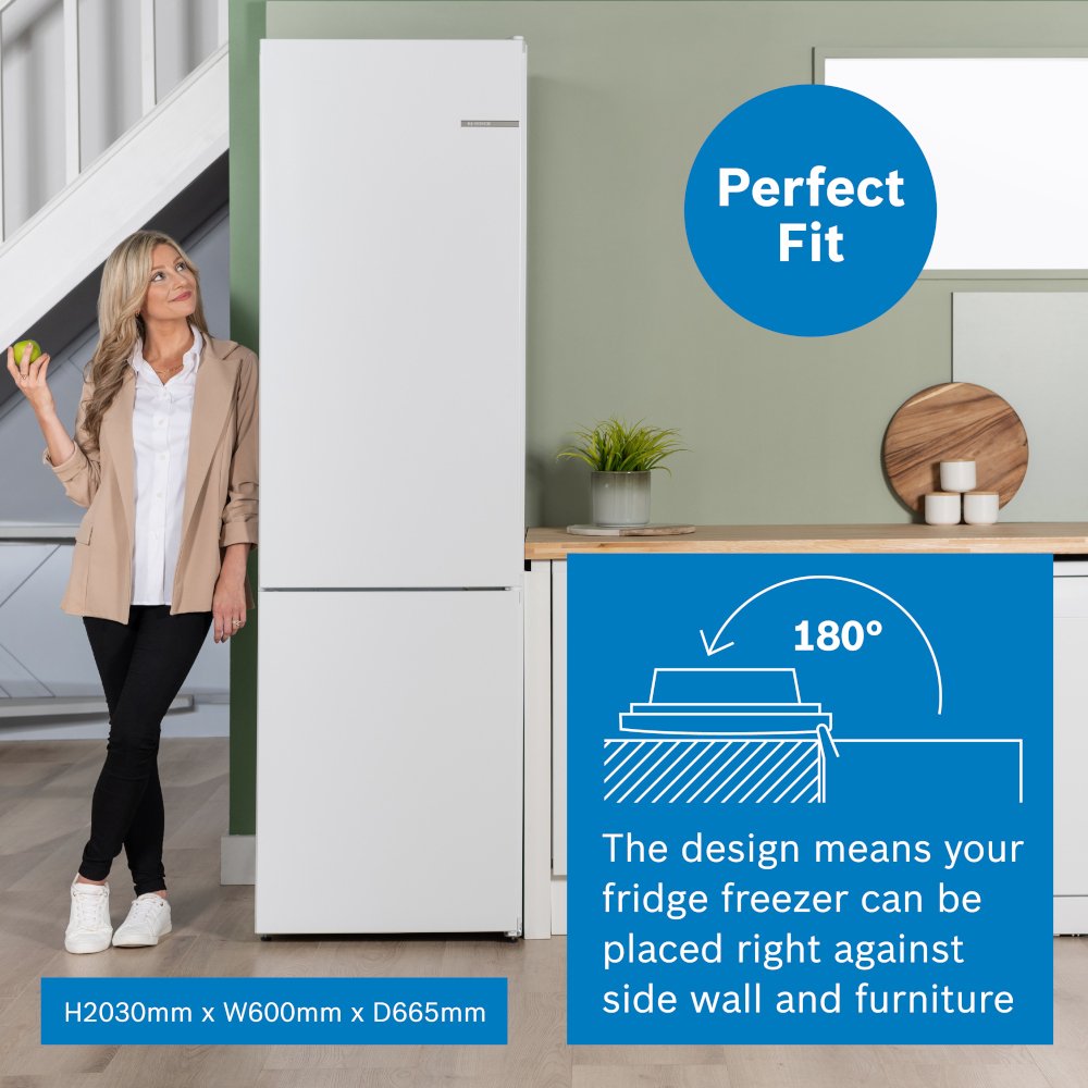 Bosch KGN392WDFG Series 4 No Frost Fridge Freezer, 70/30, White, D Rated