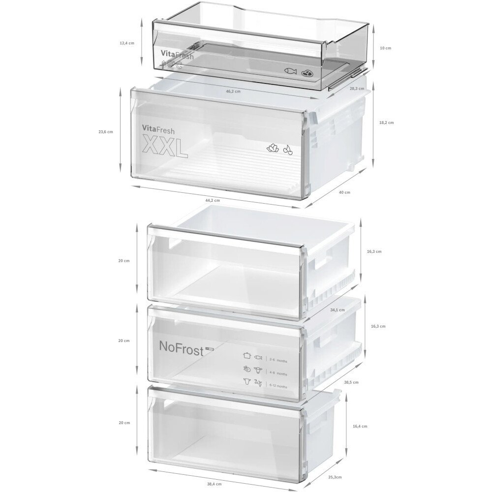 Bosch KGN39OCAFG Series 4 Total No Frost Fridge Freezer, 70/30, Grey, A Rated
