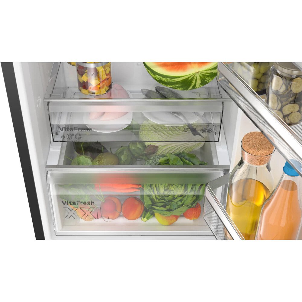 Bosch KGN39VXBT Series 4 No Frost Fridge Freezer, 60/40, Black, B Rated