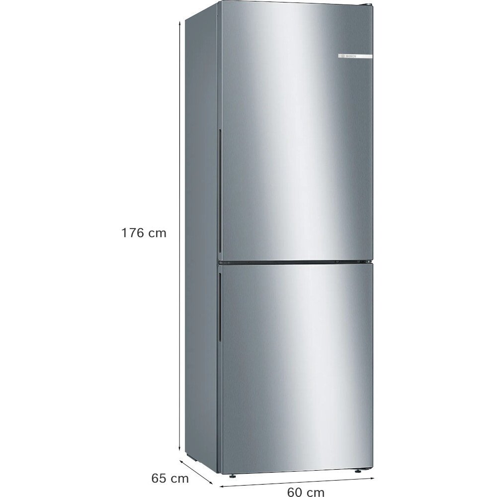 Bosch KGV33VLEAG Series 4 Low Frost Fridge Freezer, 60/40, Stainless Steel, E Rated