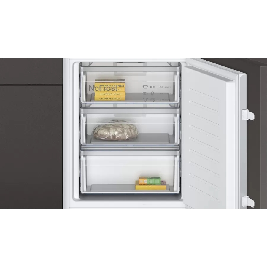 Neff KI7861SE0G N30 No Frost Integrated Fridge Freezer, Sliding Hinge, 60/40, E Rated