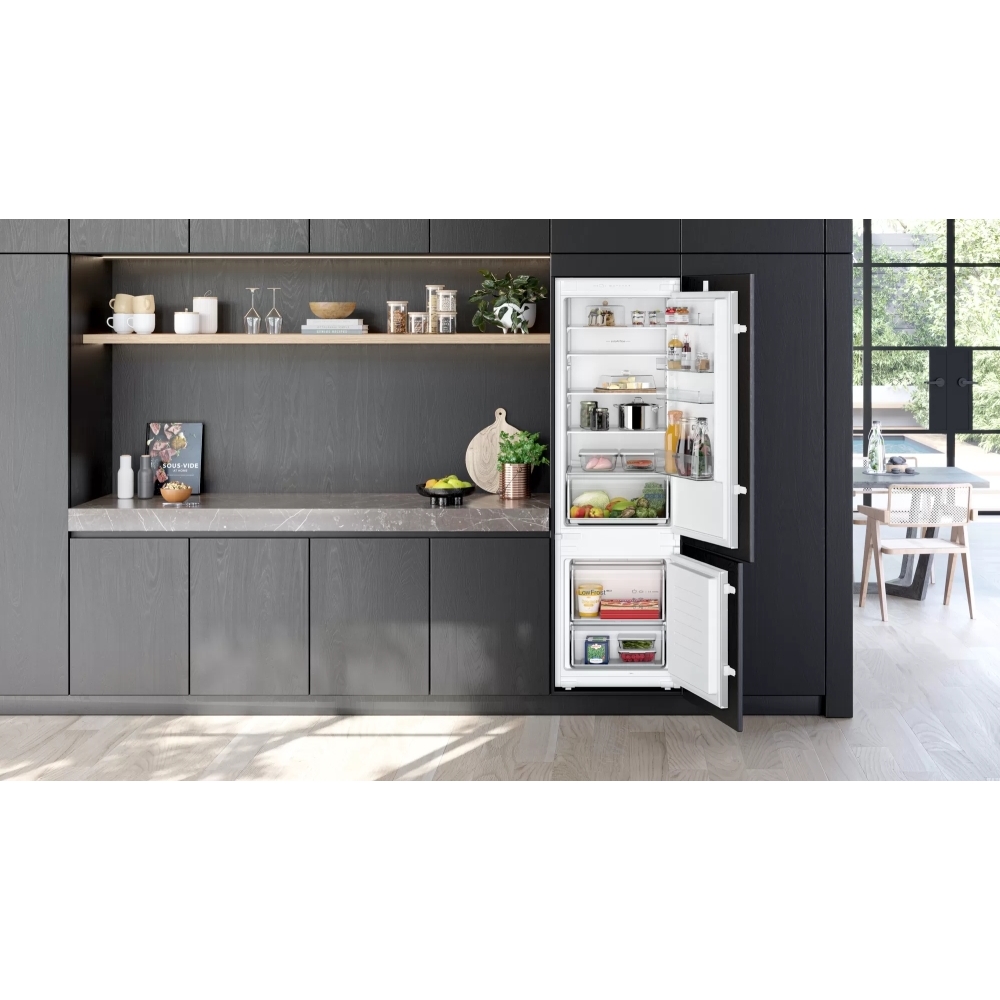 Siemens KI87VNSE0G iQ100 Low Frost Integrated Fridge Freezer, Sliding Hinge, 70/30, E Rated