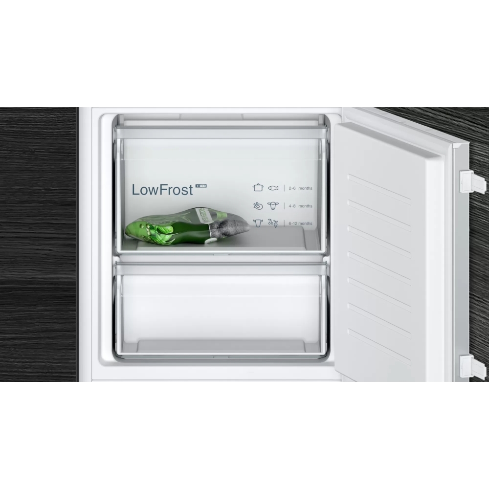 Siemens KI87VNSE0G iQ100 Low Frost Integrated Fridge Freezer, Sliding Hinge, 70/30, E Rated