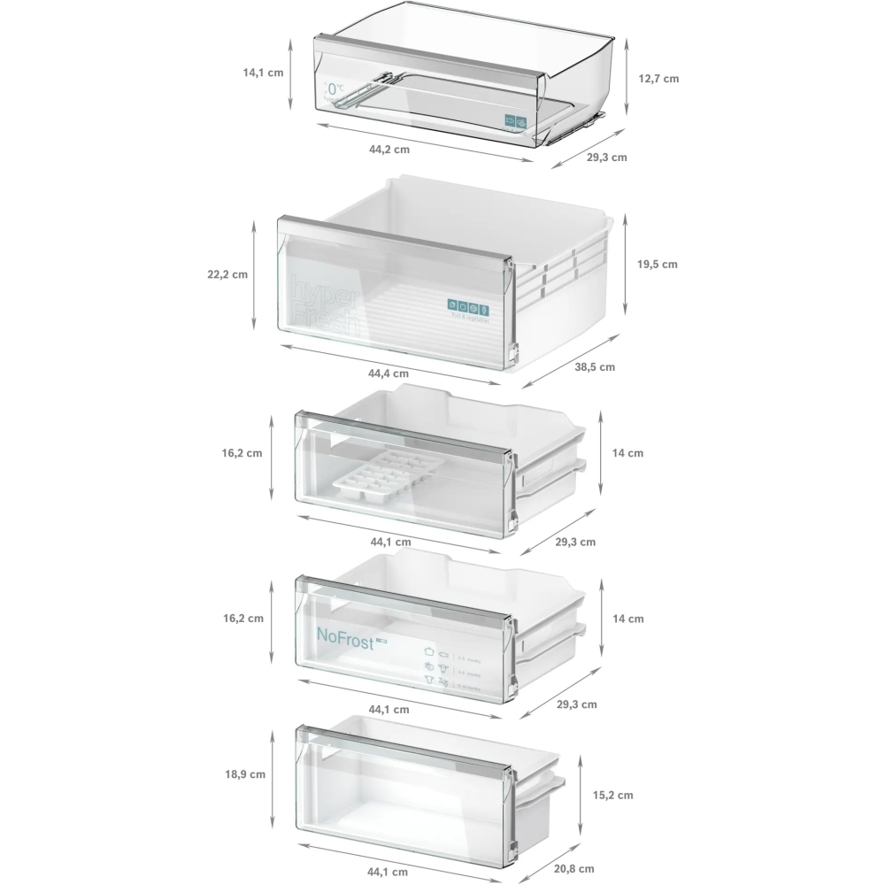 Siemens KI96NVFD0G No Frost Integrated Fridge Freezer, Fixed Hinge, 70/30, White, D Rated