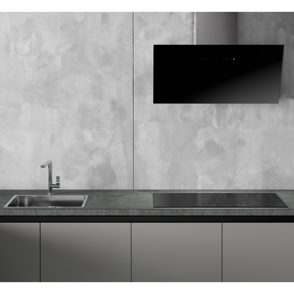 Smeg KICV90BL2 90cm Chimney Cooker Hood, Black, A+ Rated