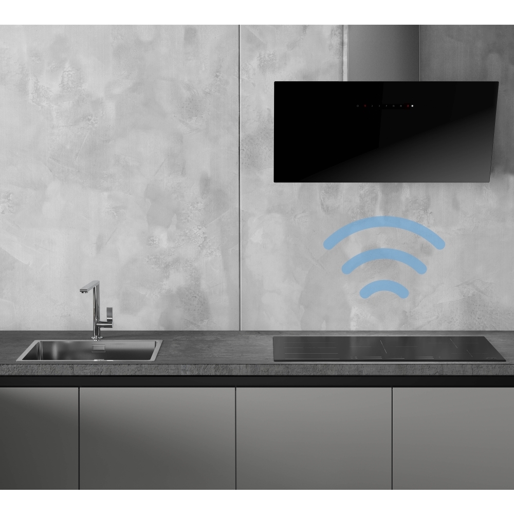 Smeg KICV90BL2 90cm Chimney Cooker Hood, Black, A+ Rated