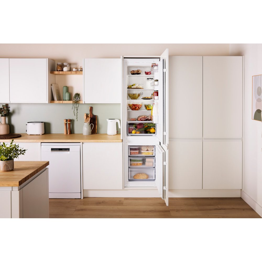 Bosch KIN96NSE0G Series 2 No Frost Integrated Fridge Freezer, Sliding Hinge, 70/30, White, E Rated