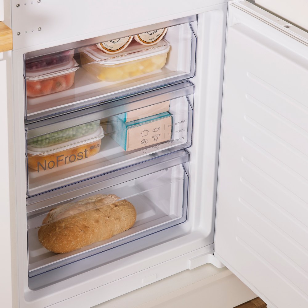 Bosch KIN96NSE0G Series 2 No Frost Integrated Fridge Freezer, Sliding Hinge, 70/30, White, E Rated