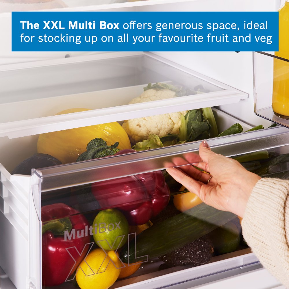 Bosch KIN96NSE0G Series 2 No Frost Integrated Fridge Freezer, Sliding Hinge, 70/30, White, E Rated