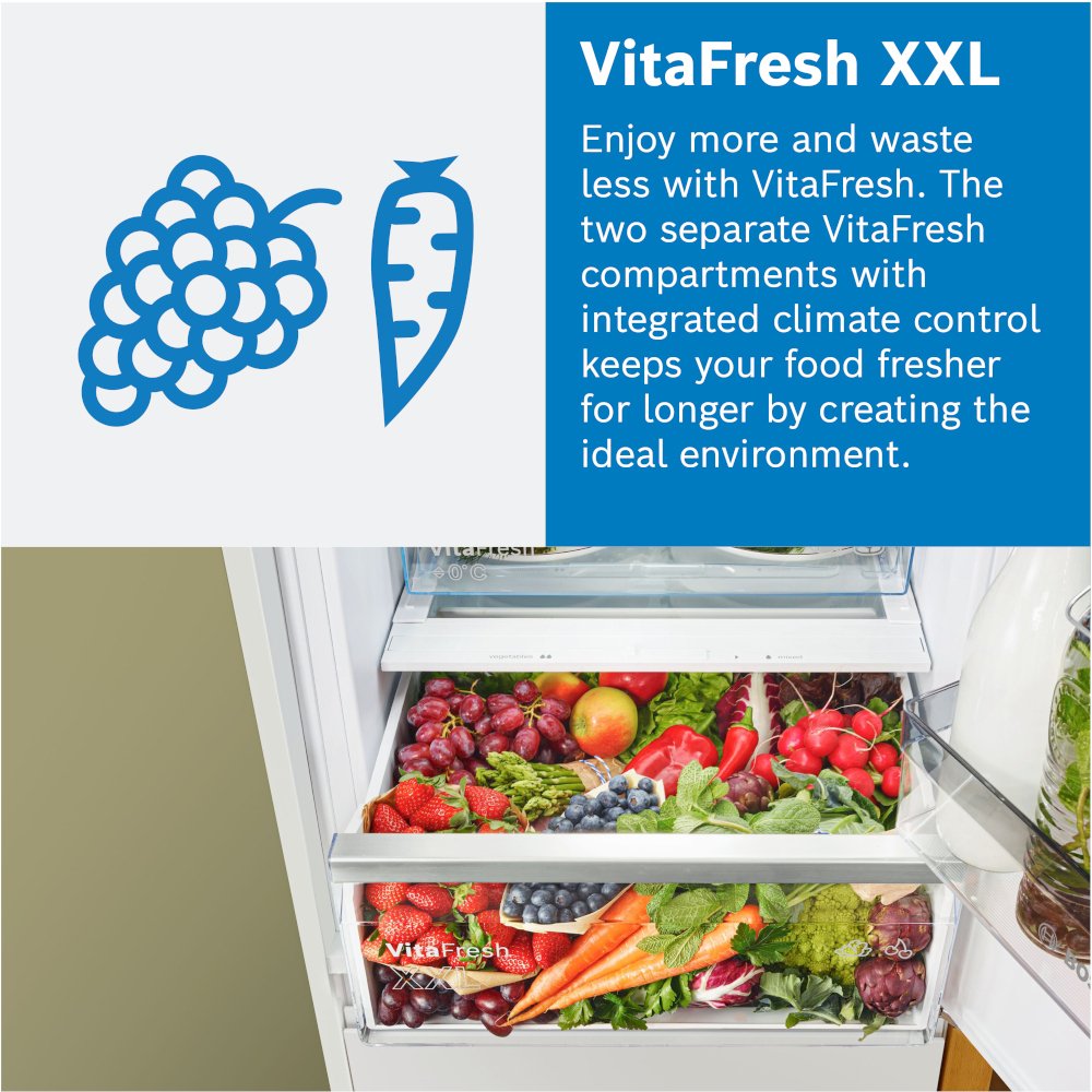 Bosch KIN96VFD0 Series 4 No Frost Integrated Fridge Freezer, Fixed Hinge, 70/30, D Rated