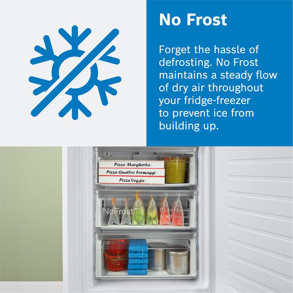 Bosch KIN96VFD0 Series 4 No Frost Integrated Fridge Freezer, Fixed Hinge, 70/30, D Rated