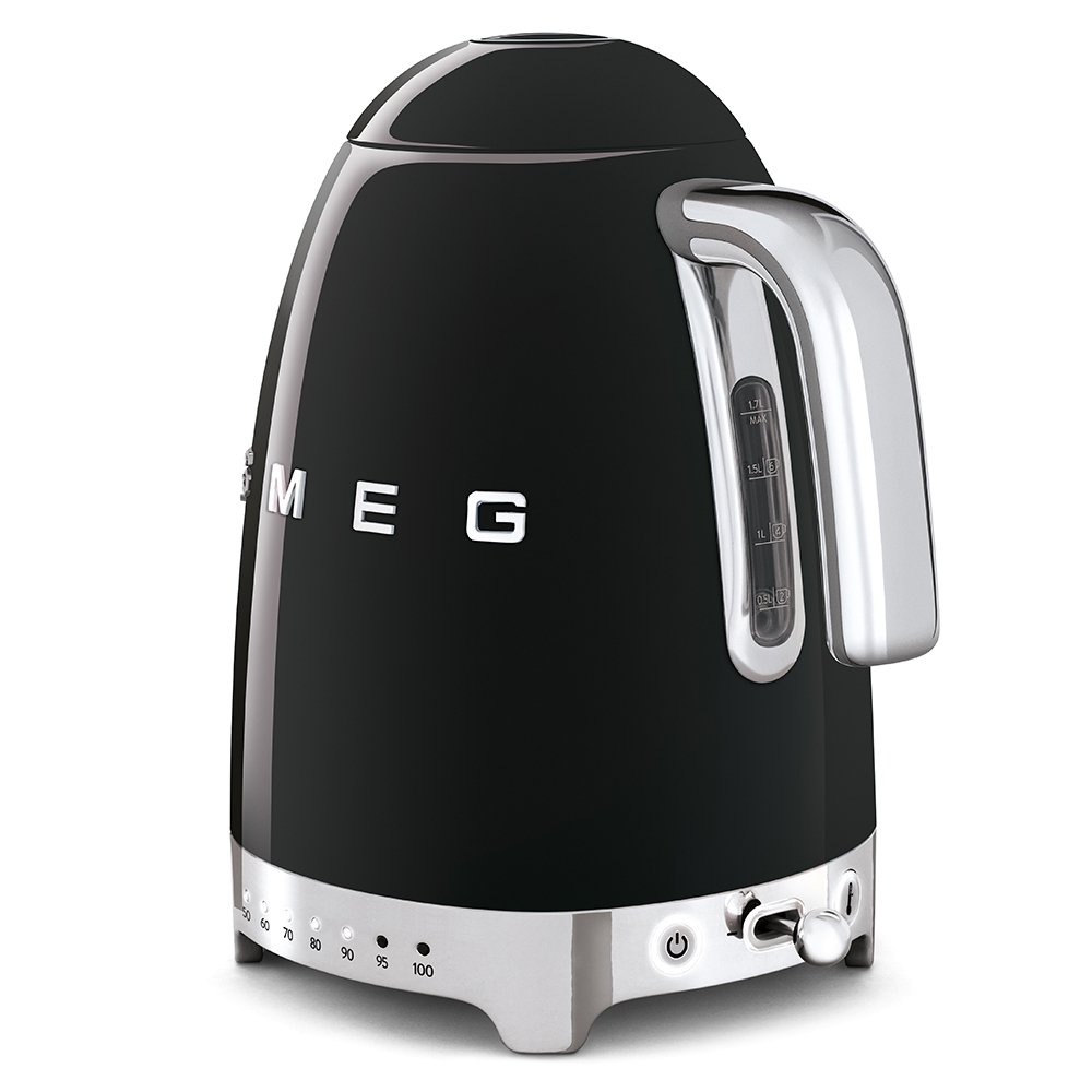 Smeg KLF04BLUK Retro 1.7 Litre Variable Temperature Kettle, Black