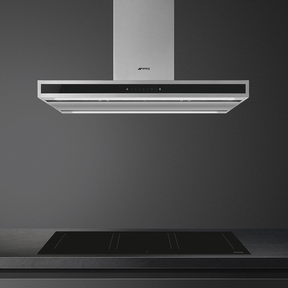 Smeg KLTI9L4X Island Cooker Hood, Stainless Steel and Glass, A Rated