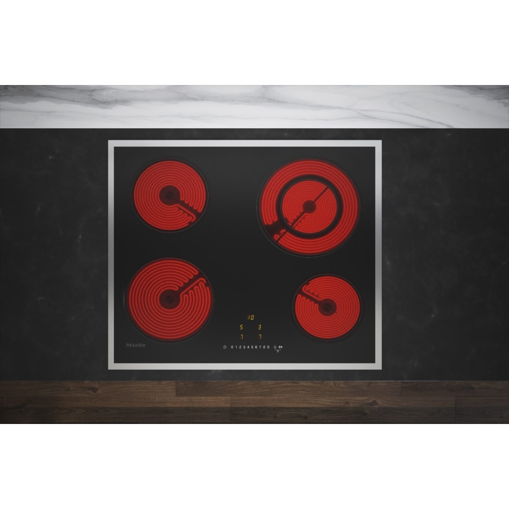 Miele KM 6520 FR 57cm Ceramic Hob, Black with a Stainless Steel Frame