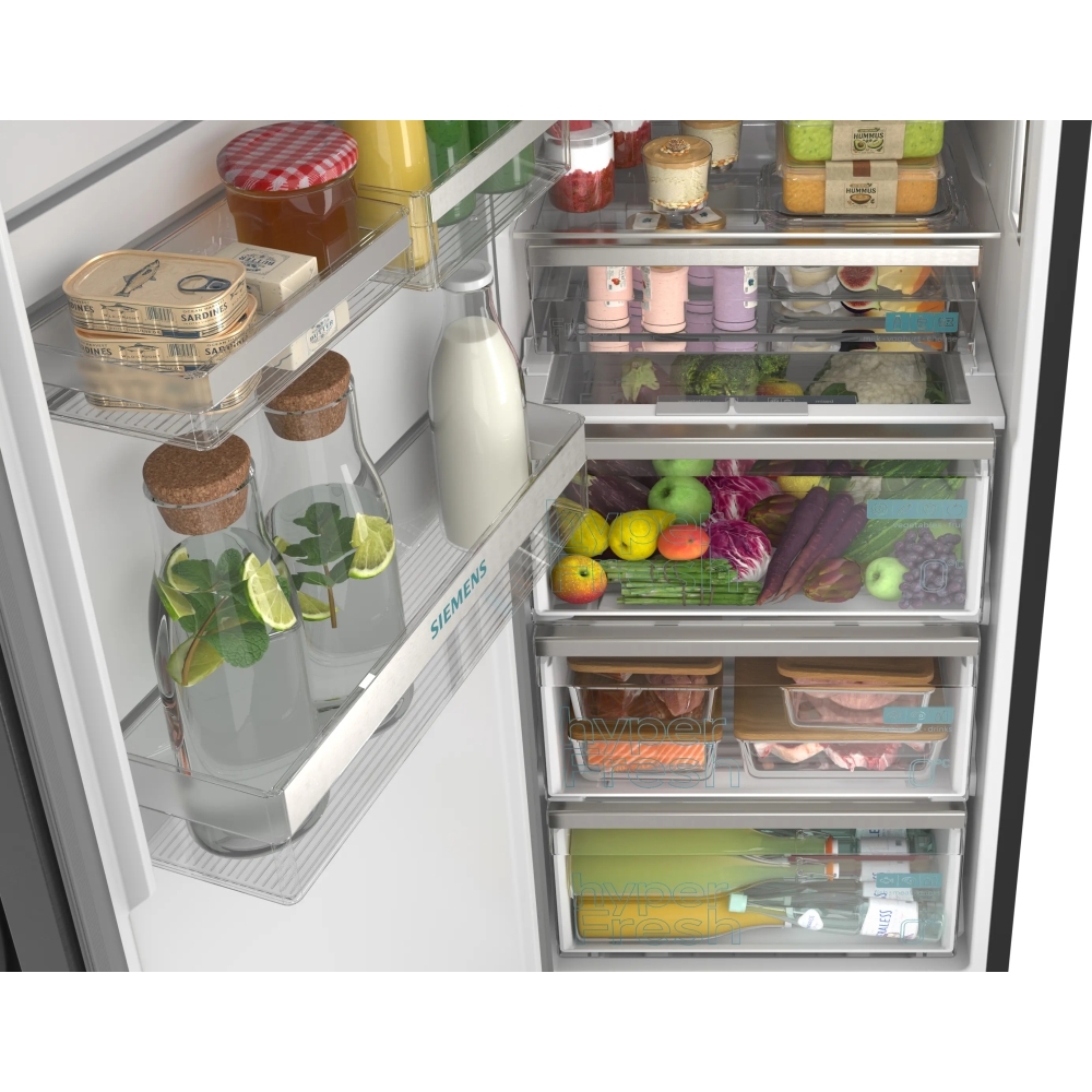 Siemens KS36NAXCG Tall Larder Fridge, Black, C Rated