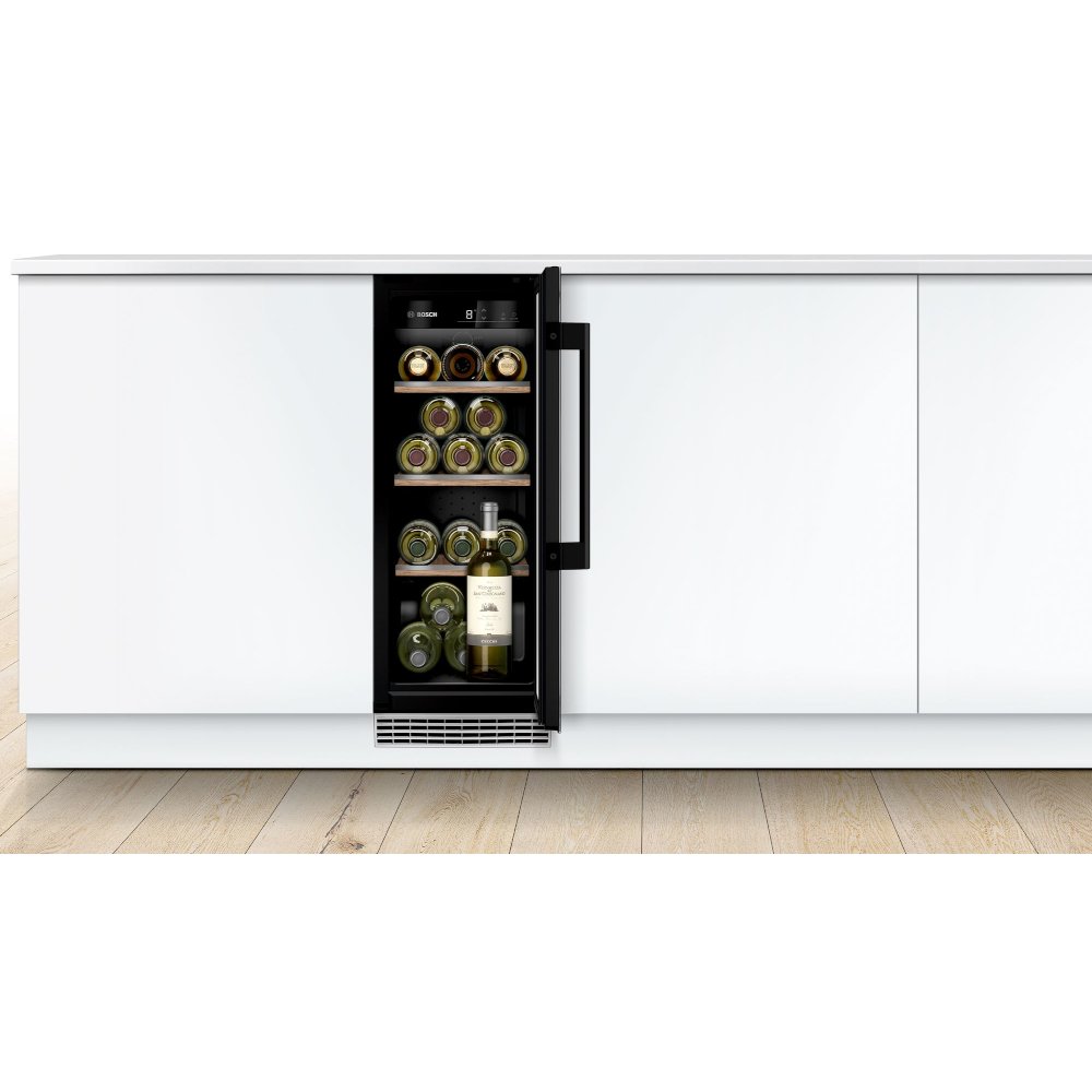 Bosch KUW20VHF0G Series 6 Integrated Wine Cooler, Black, F Rated