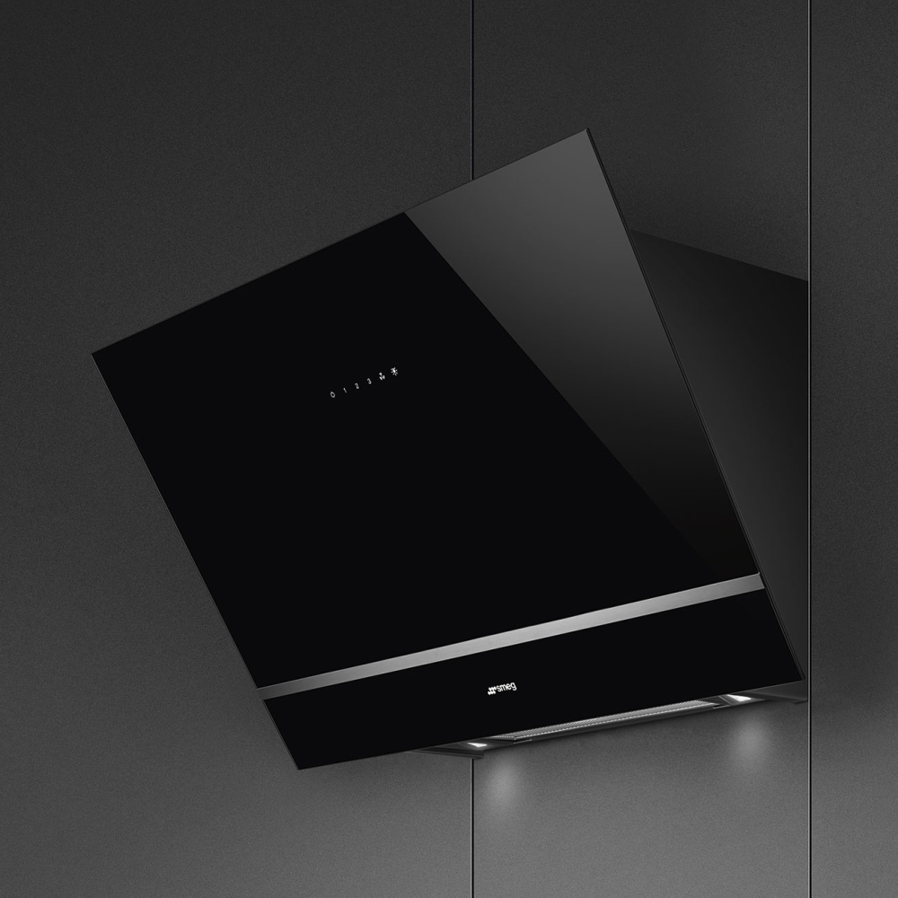 Smeg KV28N 80cm Chimney Cooker Hood, Black, A Rated
