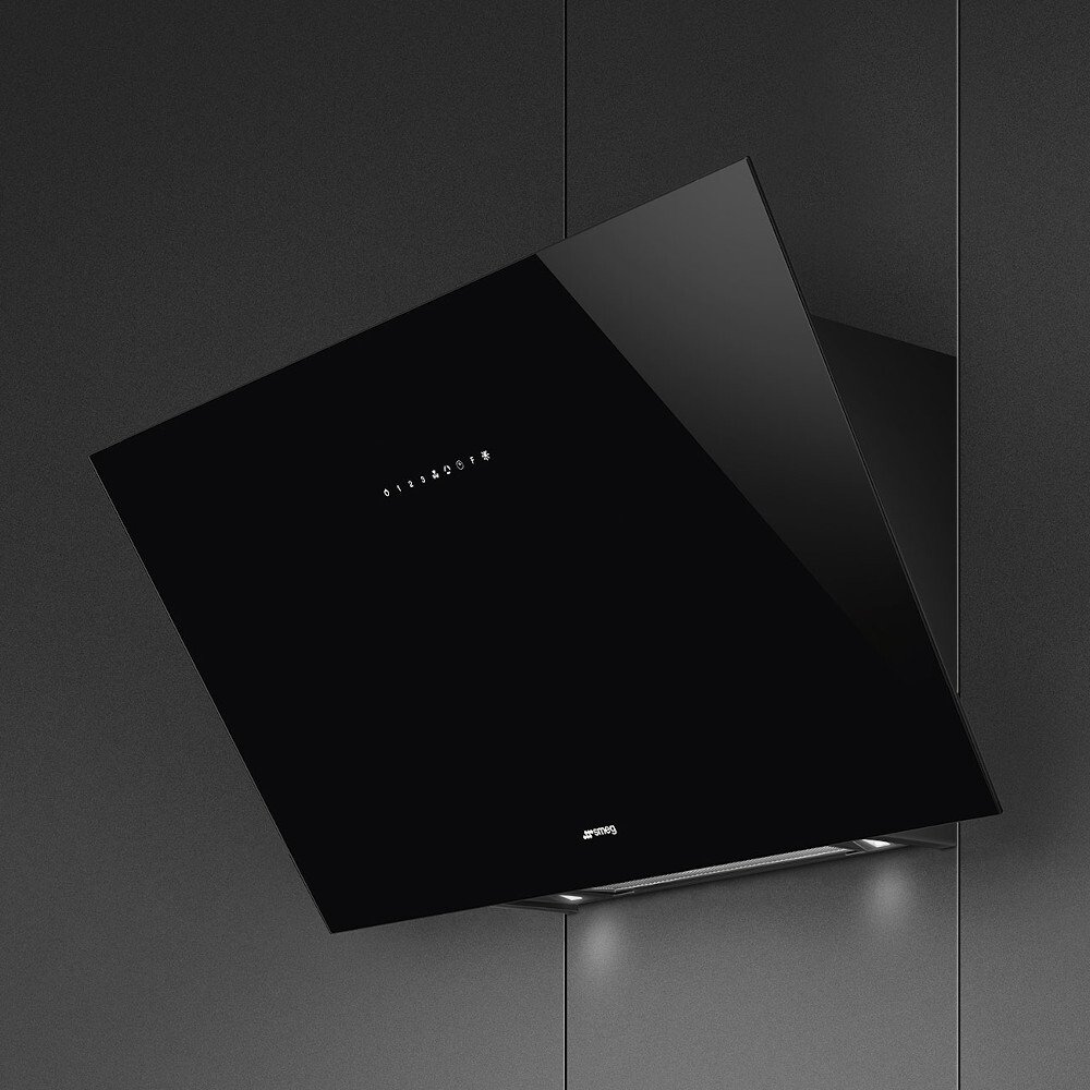 Smeg KV394N 90cm Chimney Cooker Hood, Black, A Rated