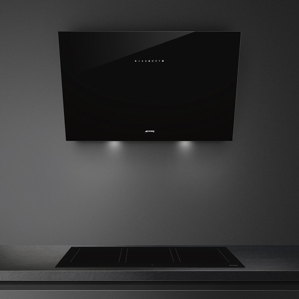 Smeg KV394N 90cm Chimney Cooker Hood, Black, A Rated