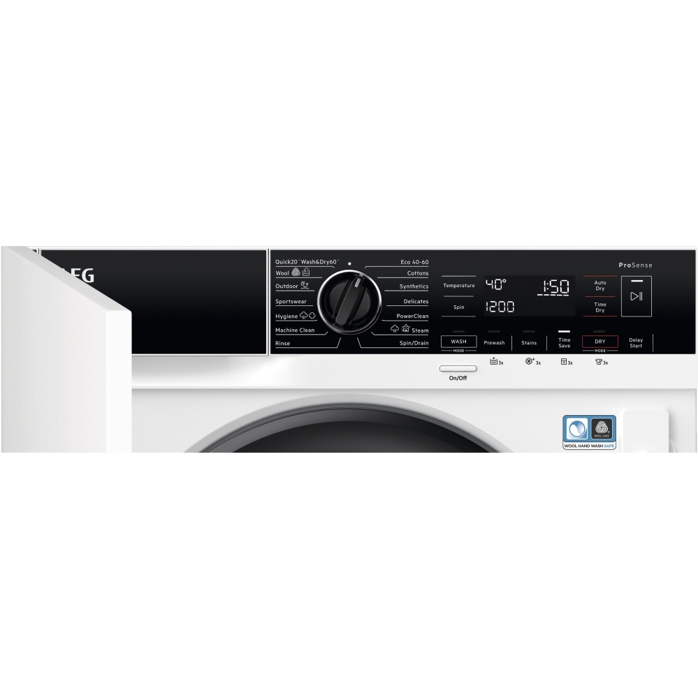 AEG L8WE84636BI Integrated Washer Dryer, 8kg/4kg, 1600 Spin, White, B Rated