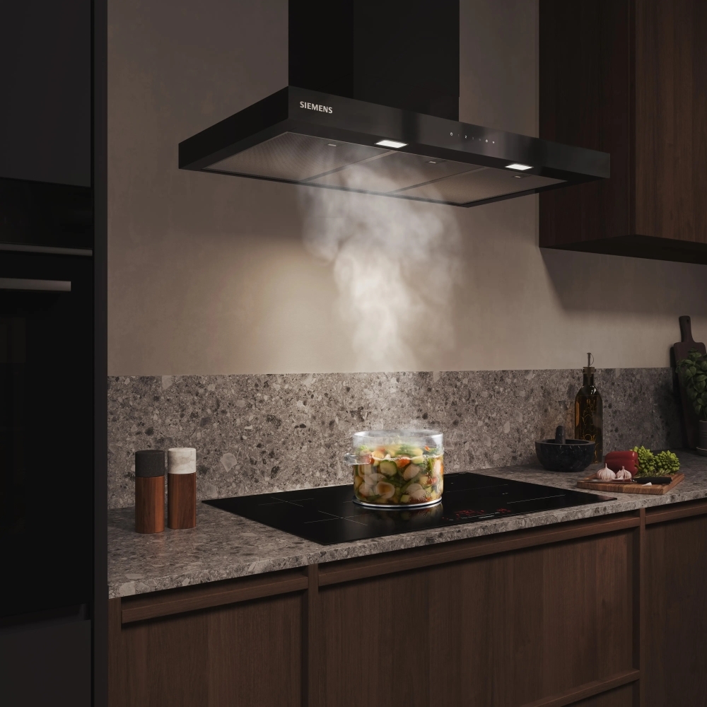 Siemens LC97BDN60B 90cm Chimney Cooker Hood, Black, A++ Rated