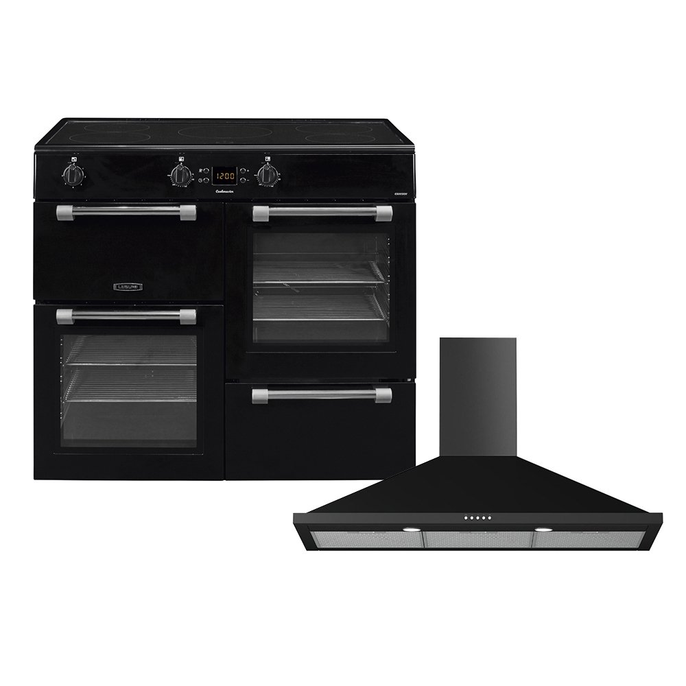 Leisure Cookmaster Induction Range Cooker & Hood Pack, Black, A Rated