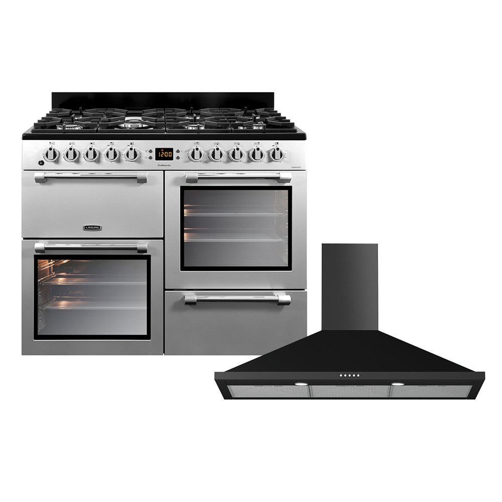 Leisure Cookmaster Dual Fuel Range Cooker & Hood Pack, Silver, A Rated