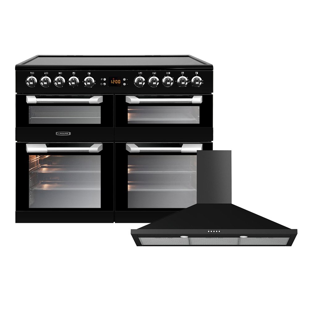 Leisure Cuisinemaster Ceramic Range Cooker & Hood Pack, Black, A Rated