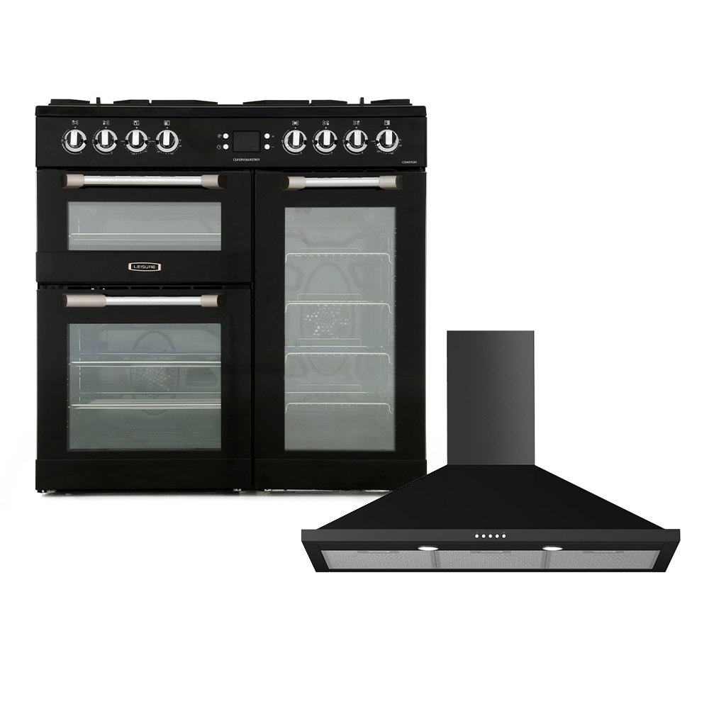 Leisure Cuisinemaster Dual Fuel Range Cooker & Hood Pack, Black, A Rated