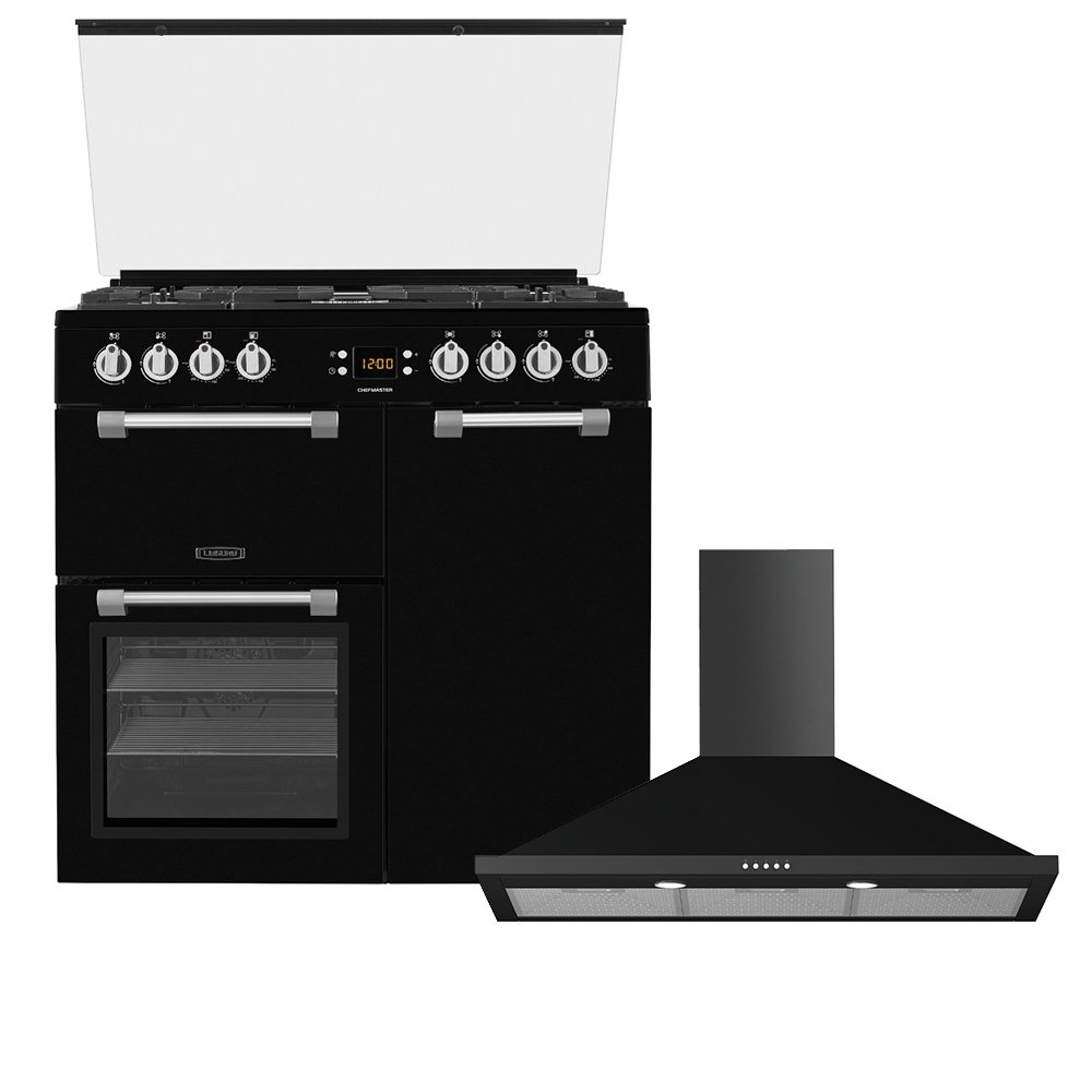Leisure Chefmaster Dual Fuel Range Cooker & Hood Pack, Black, A Rated